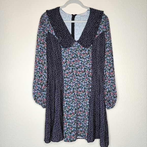 Asos Design Mixed Floral Button Front Skater Mini Dress 10 - Picture 4 of 9